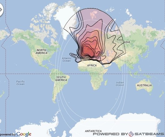 Ausleuchtzone des Satelliten Hotbird